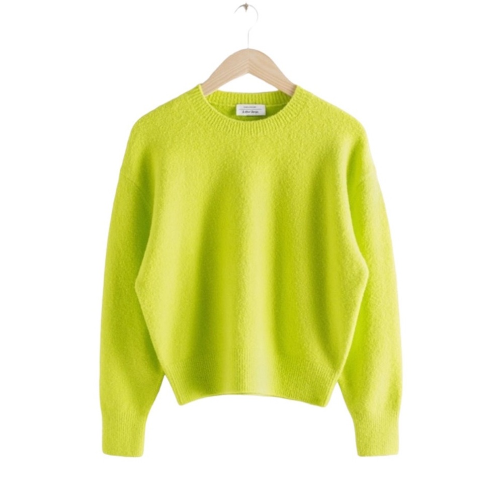 NWT & Other Stories Bright Yellow Green Textured Crewneck Sweater — Size S